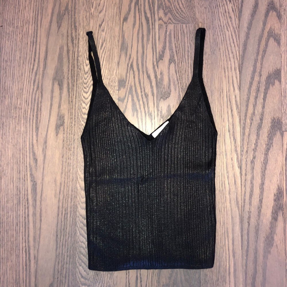 Faux leather ribbed tank top